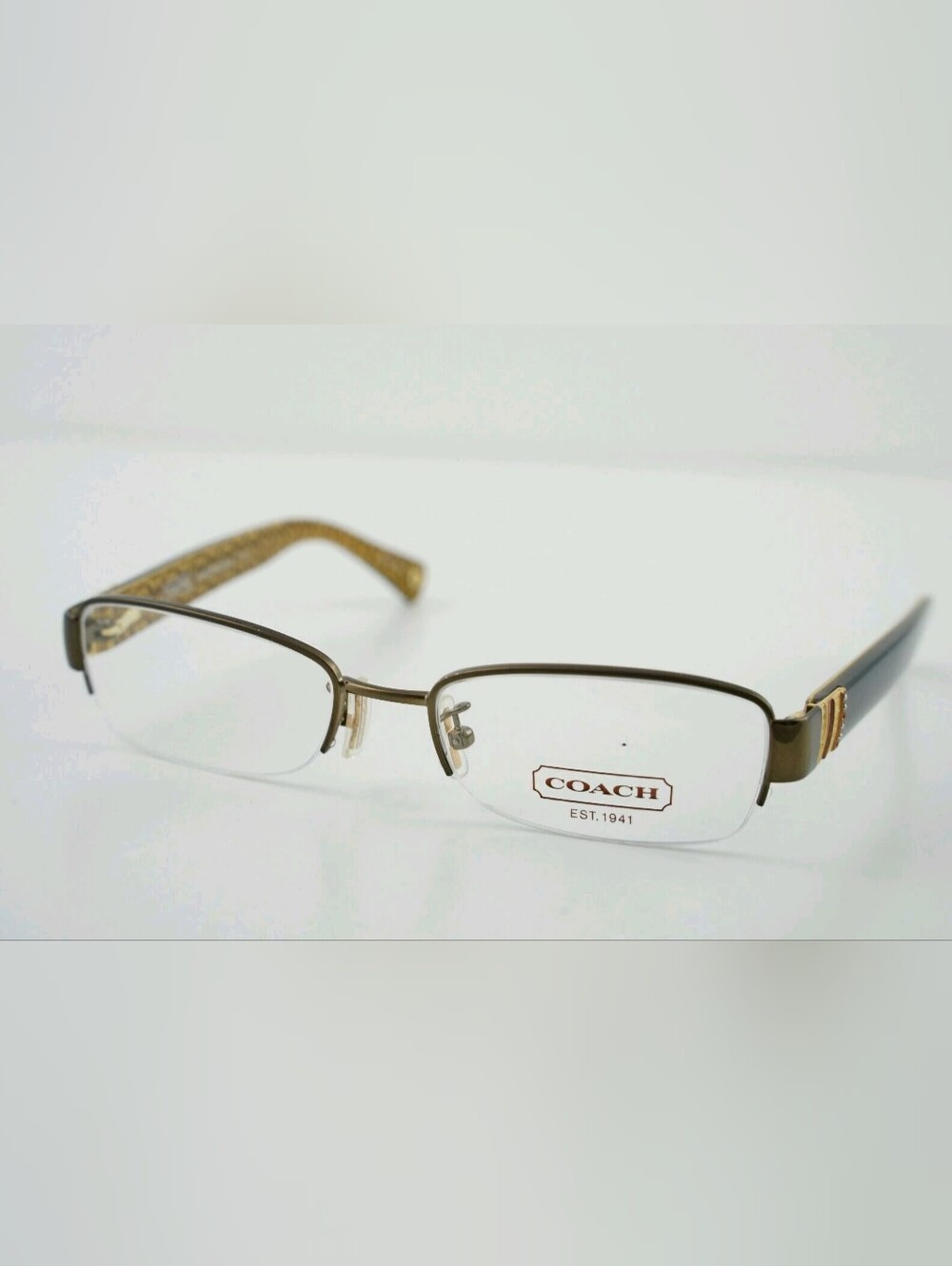 COACH Men's Semi-Rimless Glasses in Brown and Gold